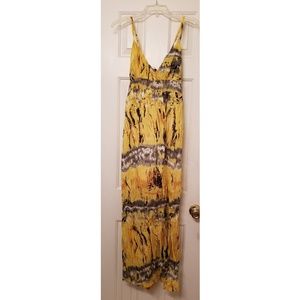 Yellow, black and white maxi dress